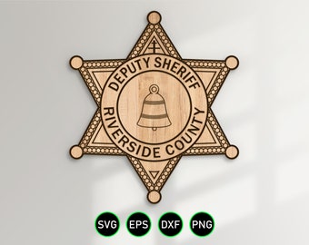 Riverside California Sheriff Badge SVG, County Sheriff's Office Deputy Star vector clipart for woodworking, vinyl cutting and engraving