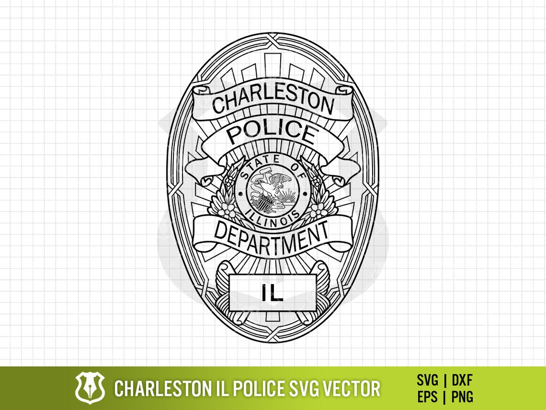 Charleston Illinois Police Department Badge, IL City Law Enforcement Officer Logo Seal Digital