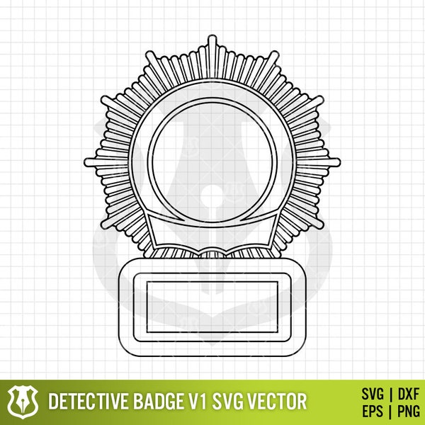 Detective Style Badge v1 SVG Vector | Blank Police Sheriff Officer Vector Art | Detective Badge Clipart