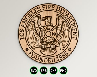 Los Angeles California Fire Seal SVG, Clipart vettoriale dei vigili del fuoco, Download digitale cnc e file tagliati con incisione laser