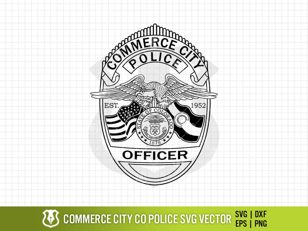 Commerce City Colorado Police Department Badge, CO Police Officer Logo