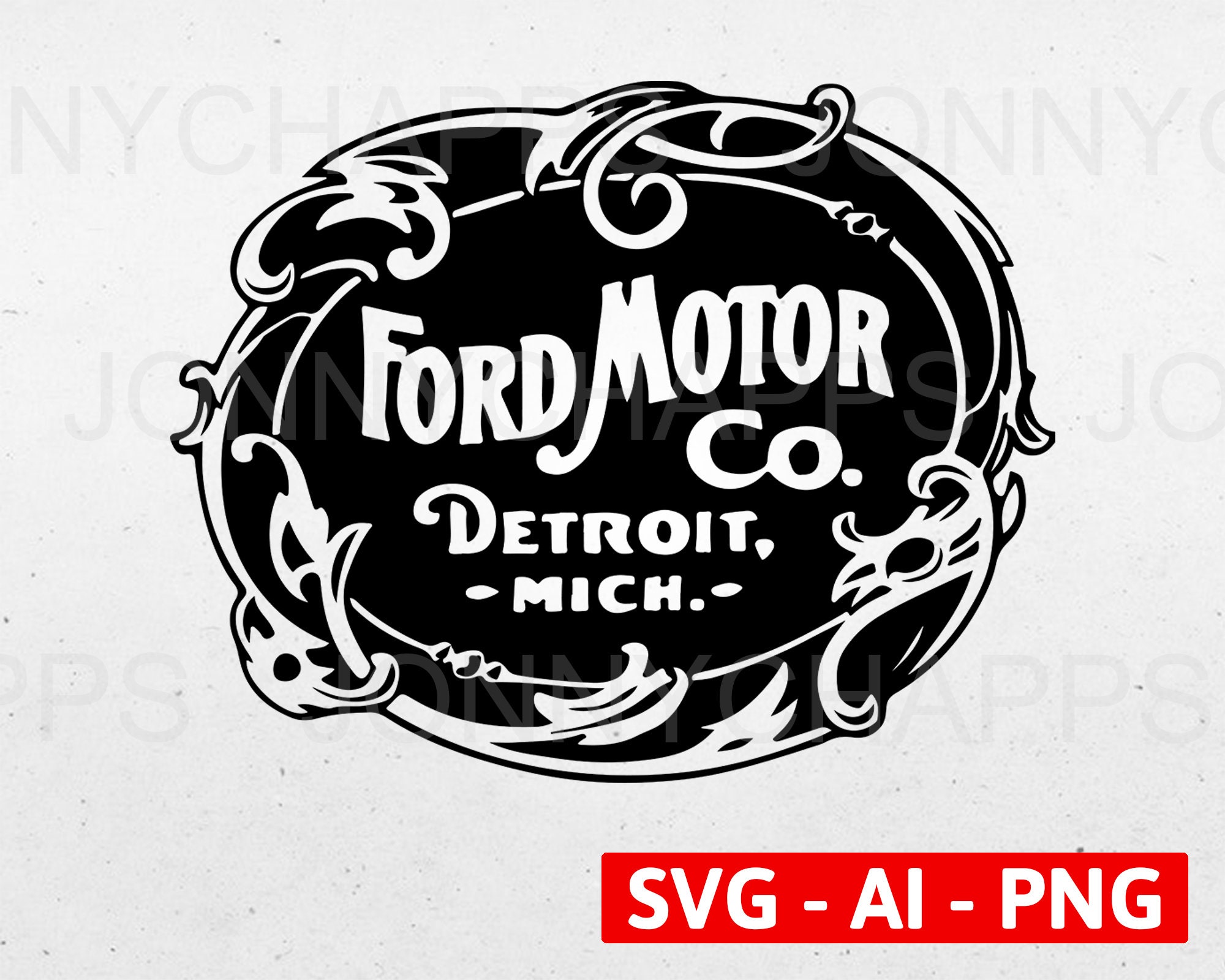 Download Ford Motor Company Vintage Logo Digital Vector Ai Svg Png Etsy