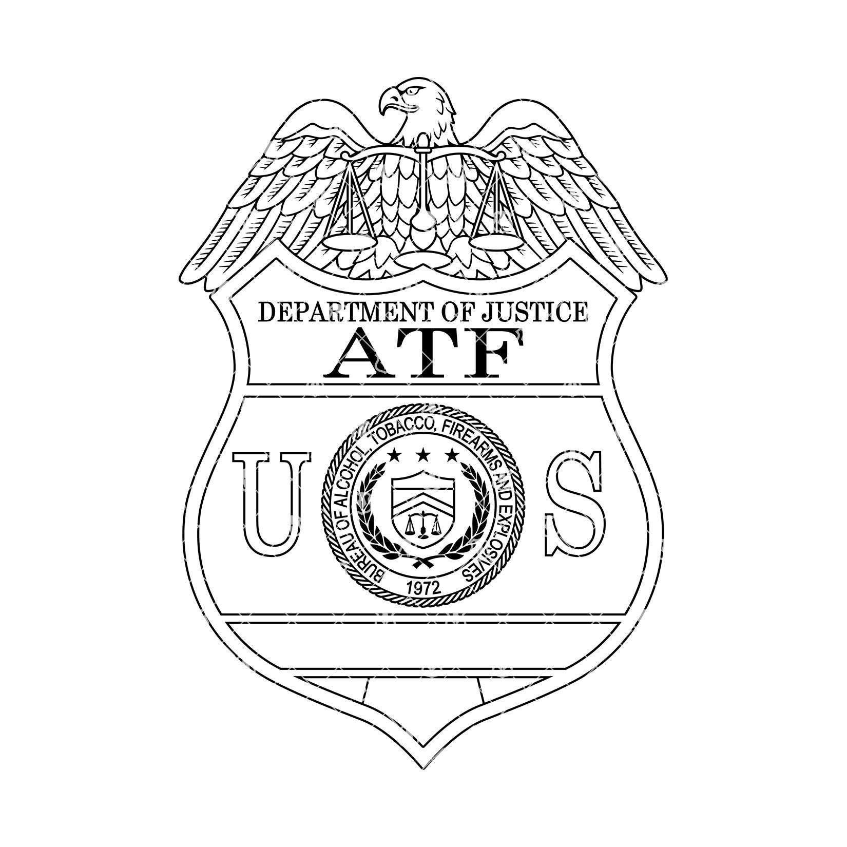 DOJ ATF Badge SVG, Alcohol Tobacco Firearms Officer Vector Clipart for  Woodworking, Vinyl Cutting and Engraving Personalization -  Israel