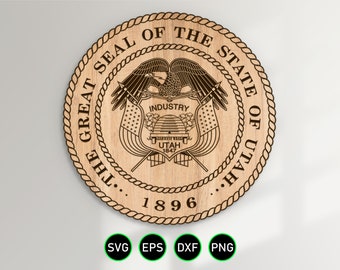 State Seal of Utah SVG, UT Great State Seal Design vector clipart for woodworking, vinyl cutting and engraving personalization