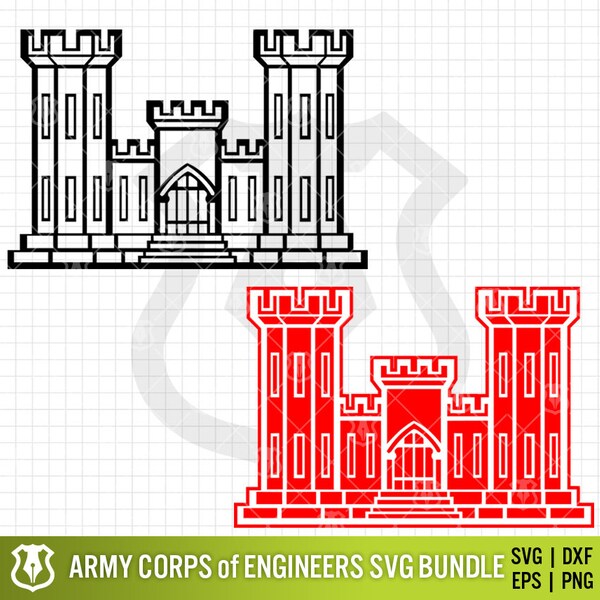 US Army Corps Castle Emblem Layered SVG Bundle | Army Corps of Engineers png Bundle | USACE Shape Clipart