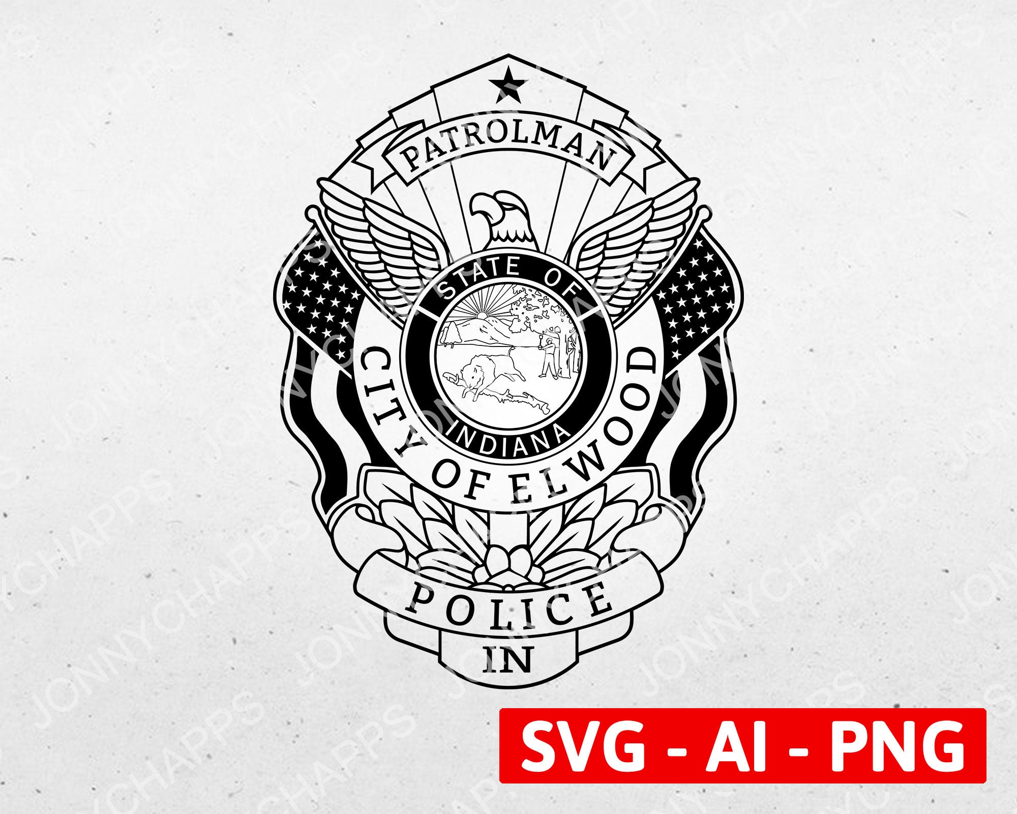 Elwood Indiana Police Department Badge IN City Law Etsy