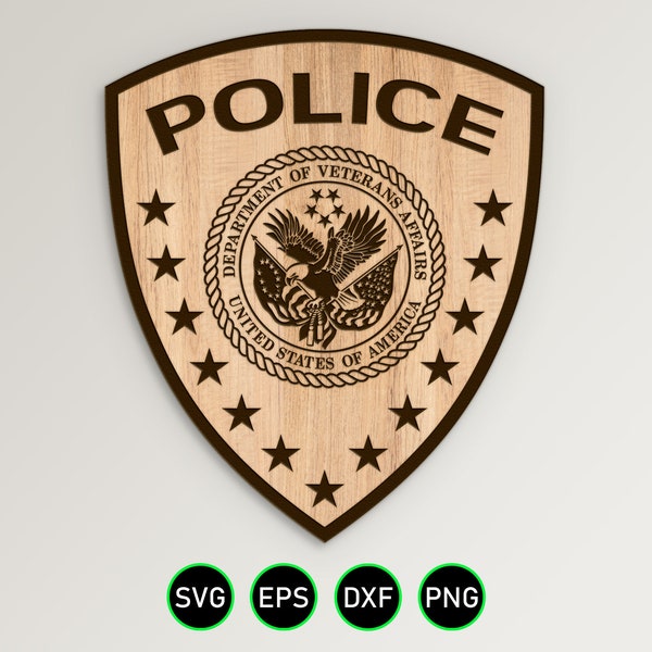 Veterans Affairs Police Patch SVG, Department of VA Officer vector clipart for woodworking, vinyl cutting and engraving personalization