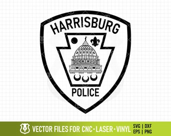 Harrisburg Pennsylvania Police Department Officer Shoulder Patch Vector Clipart - High-Quality SVG for CNC & Laser Engraving