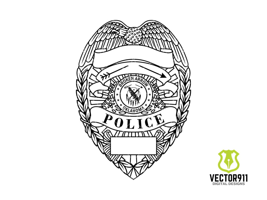 Broken Arrow Oklahoma Police Department Badge in Svg, Eps, Dxf, and Png