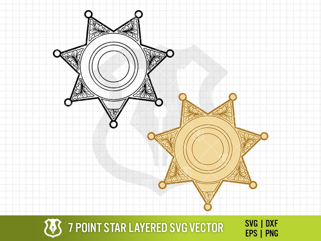 Blank 7 Point Star Badge 7P01 Layered SVG Image Police - Etsy
