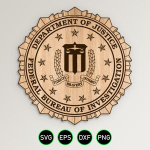 FBI Emblem SVG, Justice Department Bureau of Investigations vector clipart for woodworking, vinyl cutting and engraving