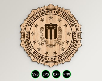 FBI Emblem SVG, Justice Department Bureau of Investigations vector clipart for woodworking, vinyl cutting and engraving