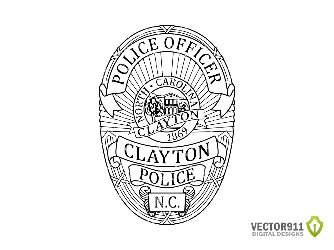 Clayton North Carolina Police Department Badge, NC City Law Enforcement