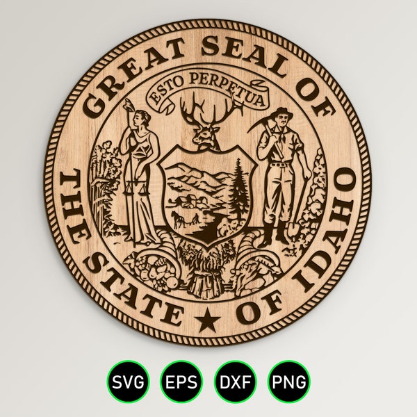 State of Idaho Seal SVG, Great State Seal vector clipart for woodworking, vinyl cutting and engraving personalization