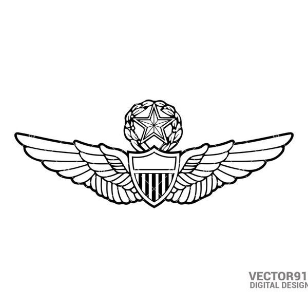 Army Master Aviator Wings Insignia US Army Logo Badge Pin Digital Vector Cut File .ai, .svg, .png