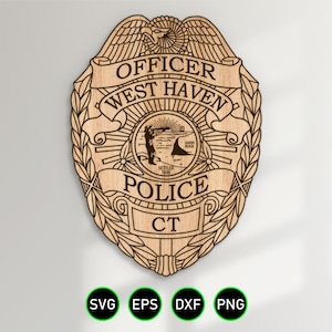 West Haven Connecticut Police Badge SVG, Police Department Officer vector clipart for woodworking, vinyl cutting and engraving