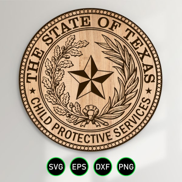 Texas CPS Seal SVG, TX Child Protective Services Department Agent vector clipart voor houtbewerking, vinyl snijden en graveren