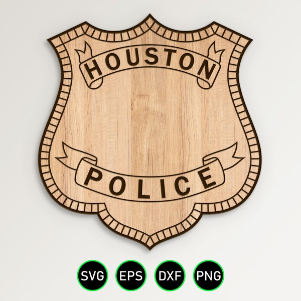 Houston Texas Police Badge SVG, HPD Police Department Officer vector clipart for woodworking, vinyl cutting and engraving