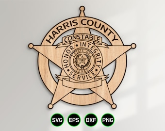 Harris Texas Constable Badge SVG, County Constable Police Star vector clipart for woodworking, vinyl cutting and engraving