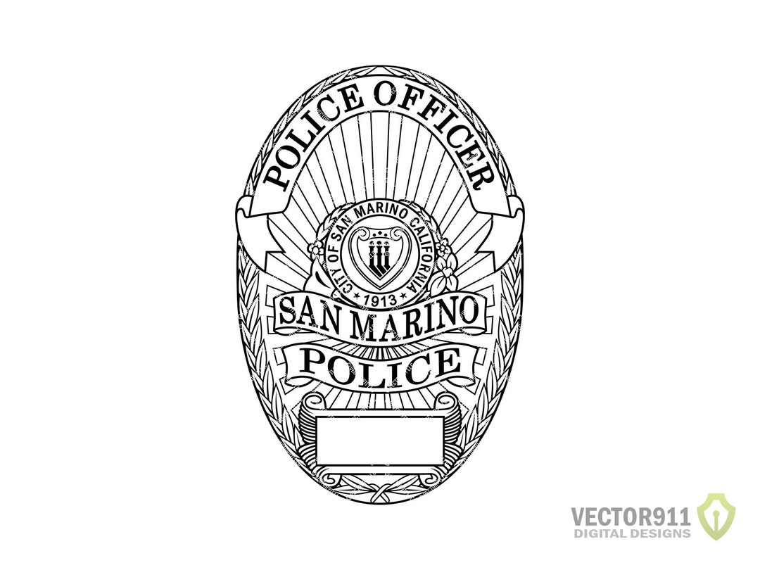 San Marino California Police Department Badge, CA City PD Police