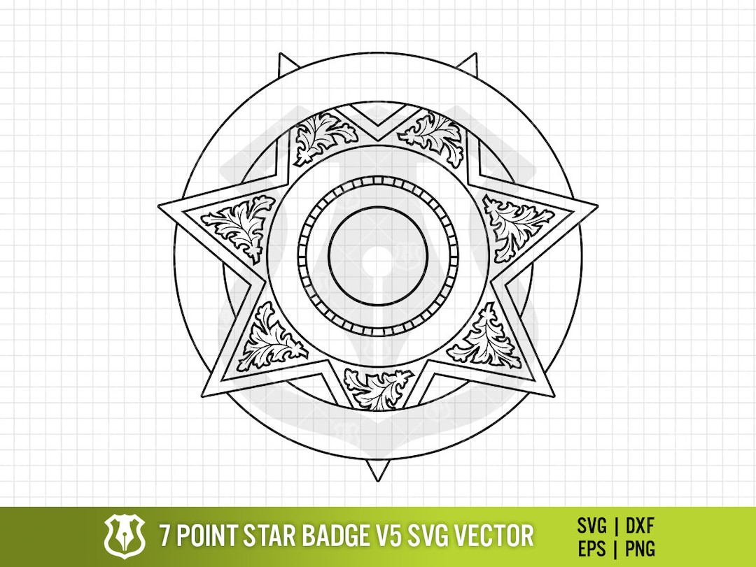 7 Point Star Badge SVG Vector Police Sheriff Deputy Star Shaped Vector
