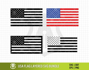 American Flag Layered SVG Bundle | USA Flag Designs PNG Bundle | United States Emblem Clipart