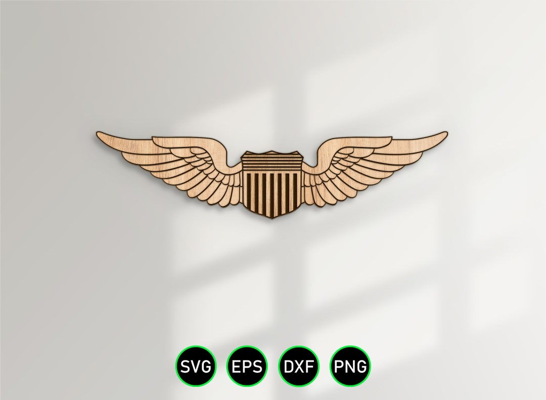 Air Force Pilot Wings Pin SVG, USAF Aviation Flight Insignia Vector
