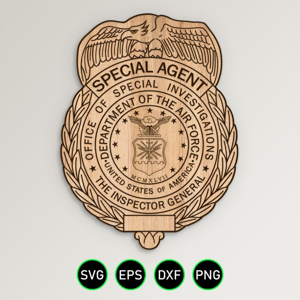 Air Force Special Agent Badge SVG, USAF OIG Investigations Police vector clipart for woodworking, vinyl cutting and engraving