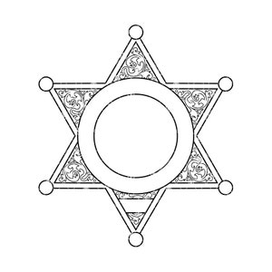 Blank Six Point Shaped Badge SVG, 6 Point Sheriff Star Badge v4 vector clipart for woodworking, vinyl cutting and engraving image 2