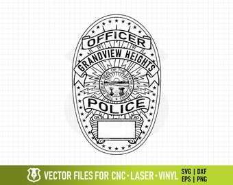 Grandview Heights Ohio Police Department Officer Badge Vector Clipart - High-Quality SVG for CNC & Laser Engraving