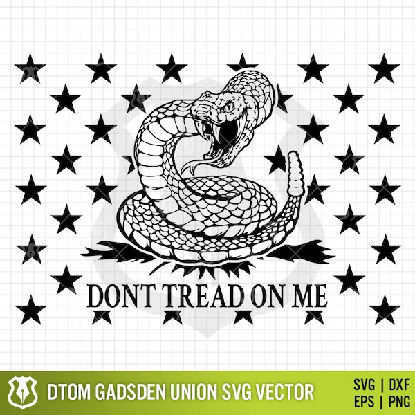 New Gadsden Snake Union American USA 50 Star Field, Dont Tread On Me DTOM Flag Digital Vector .eps, .svg, .png, .dxf