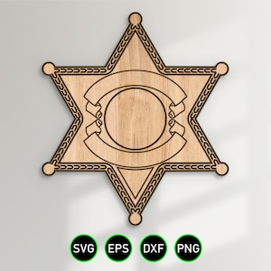 Six Point Badge v3 SVG Blank Sheriff Deputy Star Vector Vector911