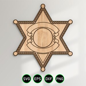 Six Point Badge V3 SVG, Blank Sheriff Deputy 6 Point Star Design