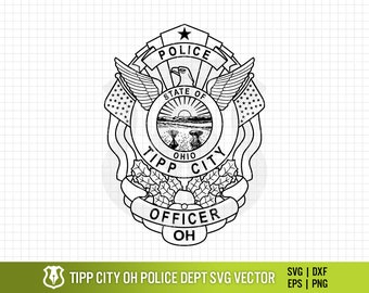 Tipp City Ohio Police Department Officer Badge Vector Clipart - High-Quality SVG for CNC & Laser Engraving