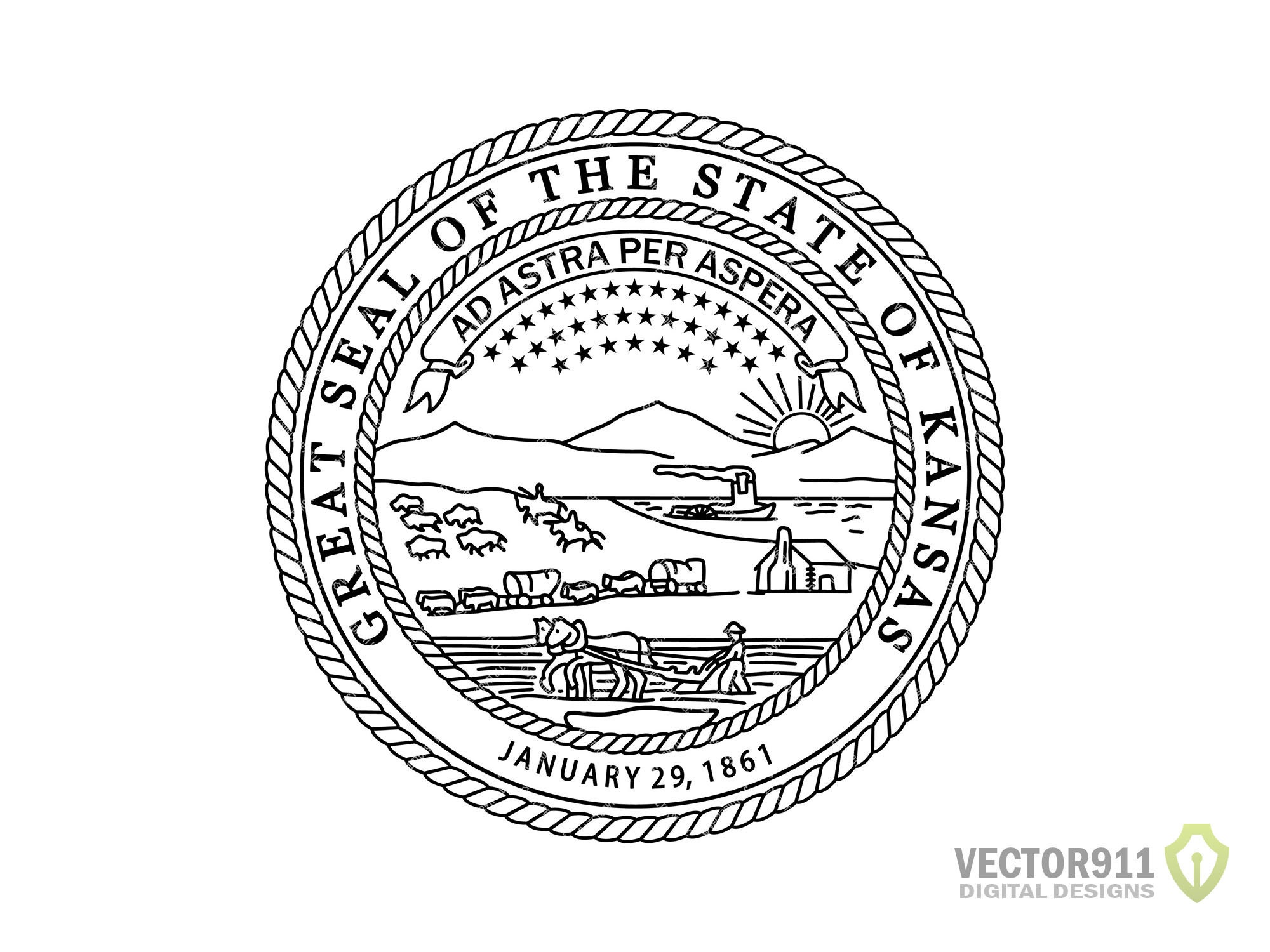 Kansas KS State Seal Logo Digital Vector .ai .svg .png Etsy