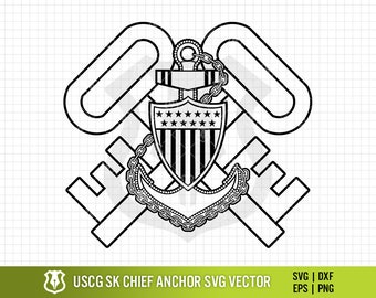 Storekeeper Chief (SKC) Anchor Emblem USCG, Coast Guard E7 storekeeper chief insignia in svg, eps, dxf, and png digital vector formats