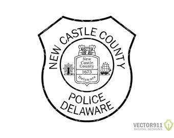 New Castle County DE Police Department Patch, New Castle Delaware Law Enforcement Police Badge Logo Insignia Digital Vector .ai, .svg, .png