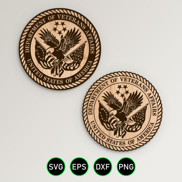 Veterans Affairs Seal Bundle SVG, Military VA Emblem vector clipart for woodworking, vinyl cutting and engraving personalization