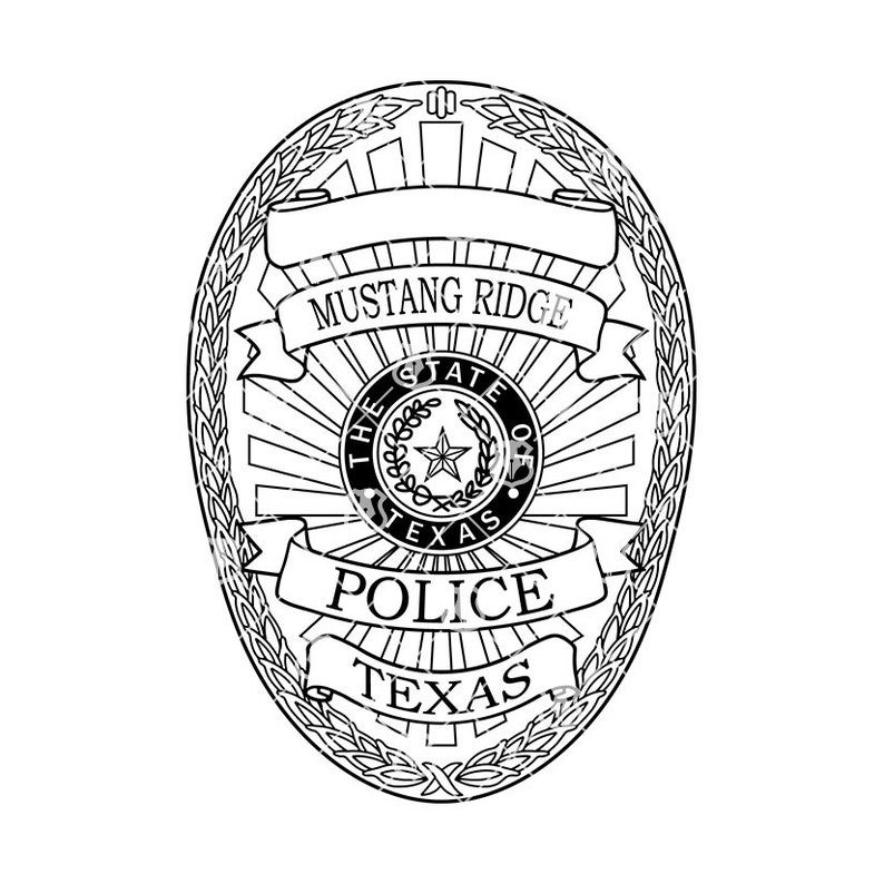 Mustang Ridge Texas Police Department Badge, TX Police Officer Logo Seal Digital Vector .eps, .svg, .png, .dxf image 2