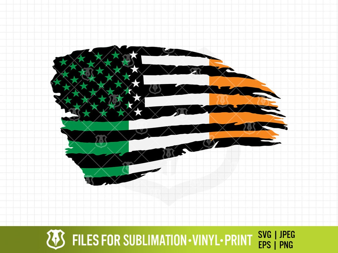 Irish American Combination Flag Tattered Design Vector Clipart Colored ...