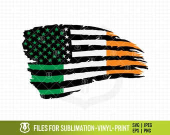 Irish American Combination Flag Tattered Design Vector Clipart - Colored Layers for Sublimation, Print & Vinyl Cutting