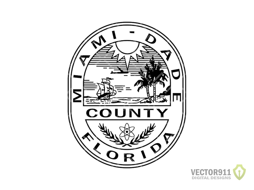 Miami Dade County Seal, Miamidade County Florida Logo Digital Vector