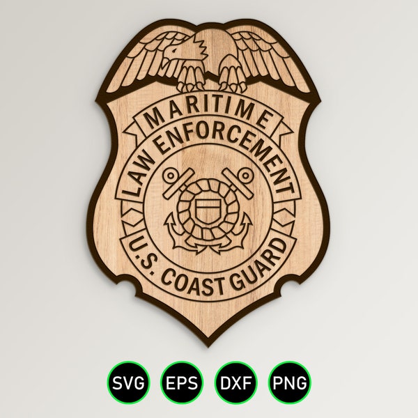 USCG Maritime Law Enforcement SVG, Coast Guard ME Police Badge Vector Clipart, Digital Download cnc and Laser Engrave Cut Files