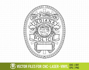 Indiana Department of Corrections Police Badge Vector Clipart File - High-Quality SVG for CNC & Laser Engraving