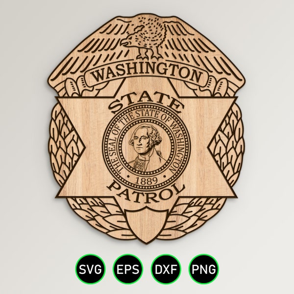 Washington State Patrol Badge SVG, WA Highway Patrol Trooper vector clipart for woodworking, vinyl cutting and engraving