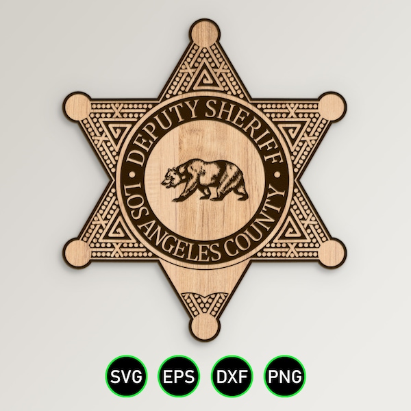 Los Angeles California Sheriff SVG, Sheriff Deputy Badge Vector Image, Digital Download CNC and Laser Engrave Cut Files