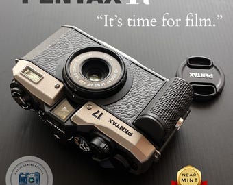 Cámara de película Pentax 17 Half Frame de 35 mm - Plata oscura - Nueva en caja - Totalmente probada
