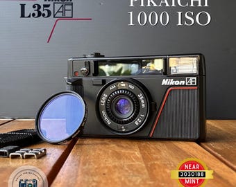 Nikon L35AF ISO 1000 "Pikaichi" / Restaurada / Objetivo de 35 mm f/2.8 / Cámara de película vintage / Nuevas juntas de estanqueidad