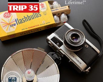 Vintage Olympus Trip 35 35mm Film Camera | Professionally Restored New Light Seals | Battery-Free Compact Point & Shoot, 40mm f2.8 Zuiko