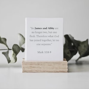 Cartes de mariage personnalisées, support en bois, cadeaux de mariage chrétien, fiancés, couples mariés, papier, cartes de prière d'anniversaire, religieux